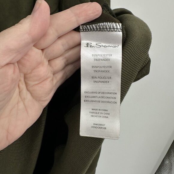 BEN SHERMAN bomber jacket coat faux suede casual zip up olive green XL - Picture 8 of 8